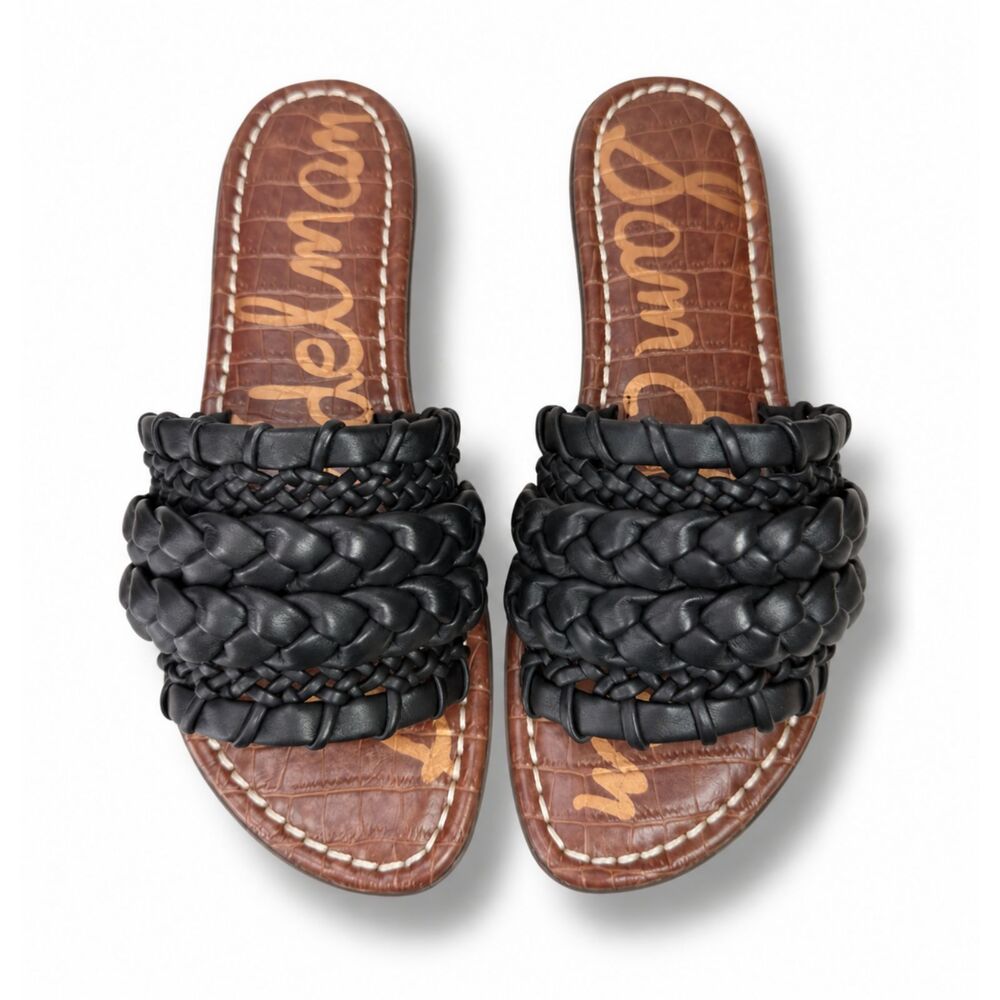 Sam Edelman Giada Black Woven Braided Leather Slide Sandals Womens Size 6 Boho